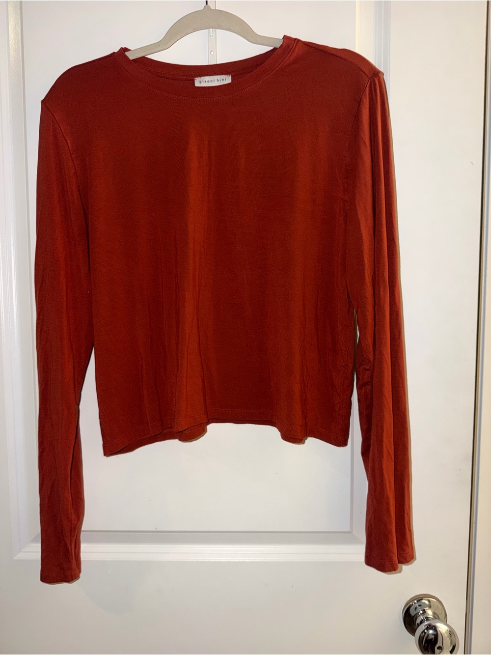 Gianni Bini Rust Long-Sleeve Crop Top